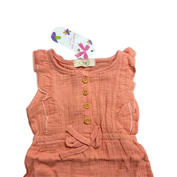 Azigongyey Casual Cute Infant Kids Baby Girl Summer Solid Color Ruffle with Belt - Picture 3 of 3